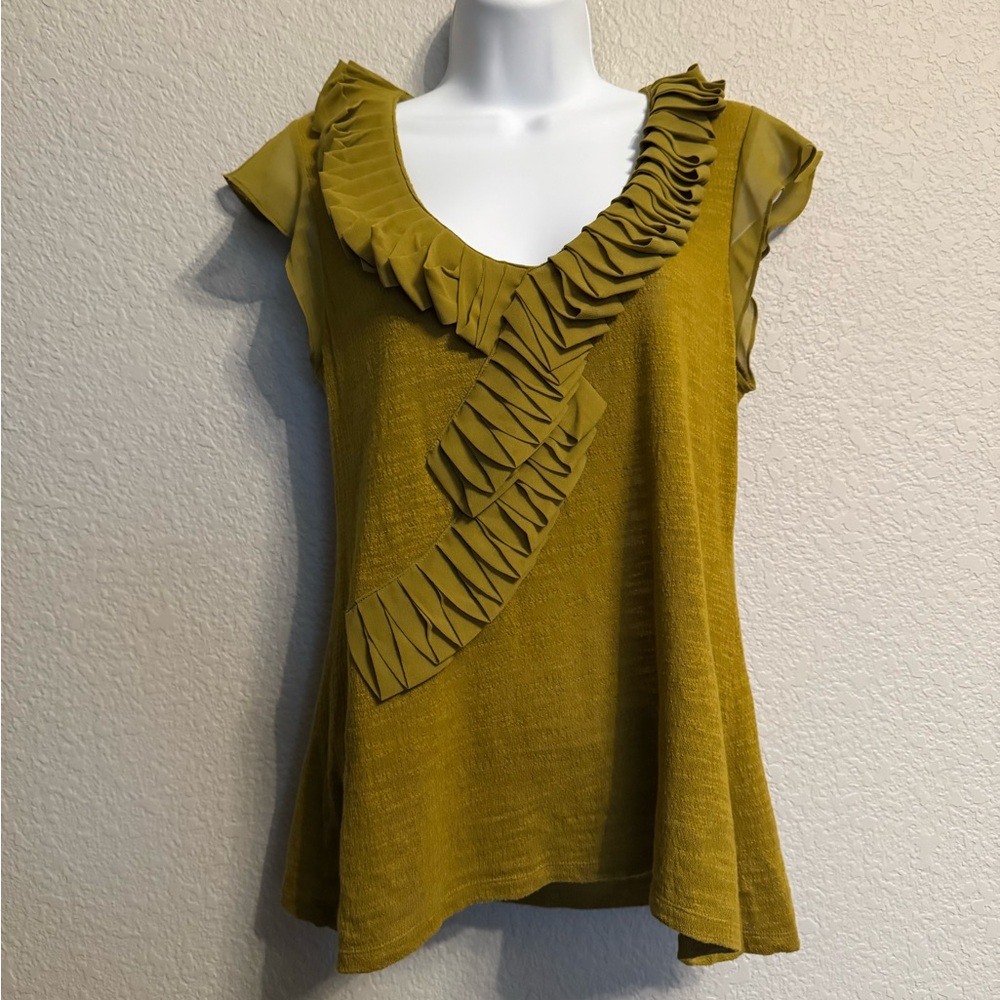 Anthropologie Deletta Chartreuse Blouse S